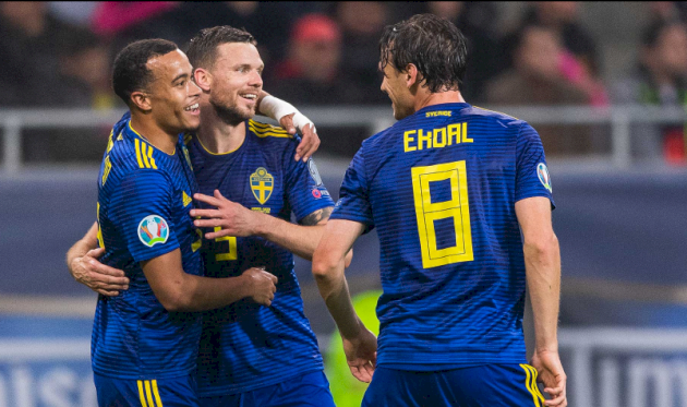 Швеция празднует победу, svenskfotboll.se