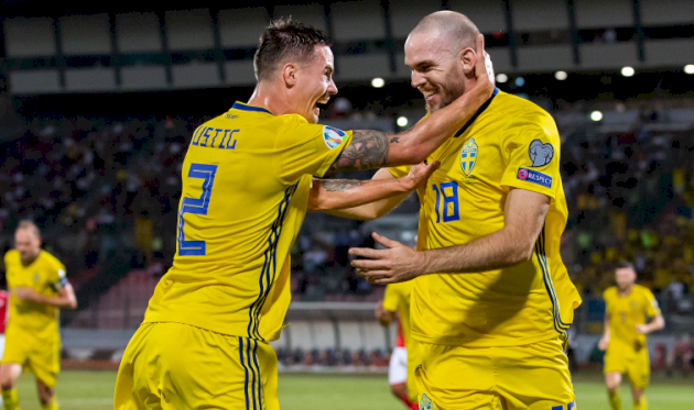 Швеция празднует победу, svenskfotboll.se